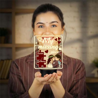 Personalized Couples UV Print 3D LED Night Light My Missing Piece Acrylic Lamp